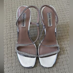 Steve Madden Metallic Silver Strappy Heels